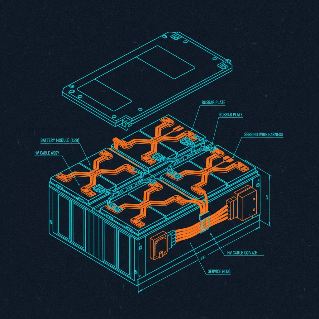 Gen 3 Prius hybrid battery pack exploded blueprint